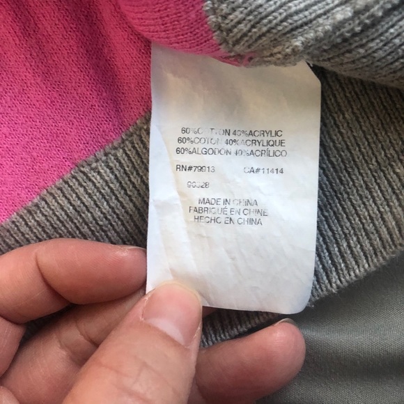 Motherhood Maternity Gray and Pink Polka Dot Crew Neck Sweater - Picture 7 of 10